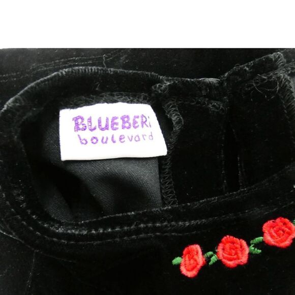 Blueberry boulevard Short Sleeve Black Velour Embroidered Dress Size 2T - Picture 7 of 7